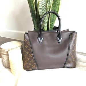 LOUIS VUITTON W TOTE brown handbag discontinued bag